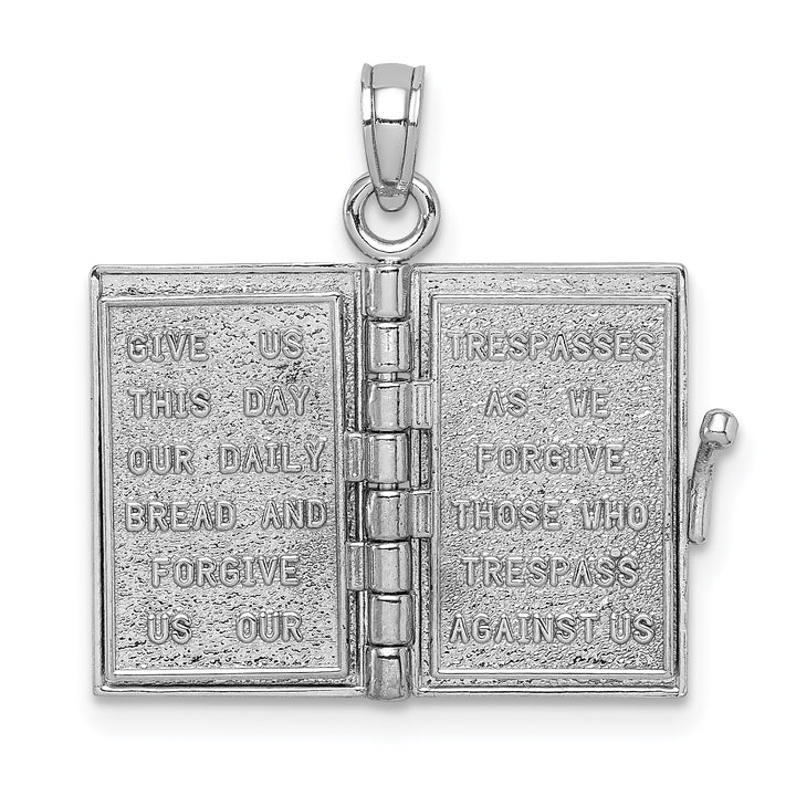 14k White Gold 3-D Holy Bible w/ Lords Prayer Moveable Charm