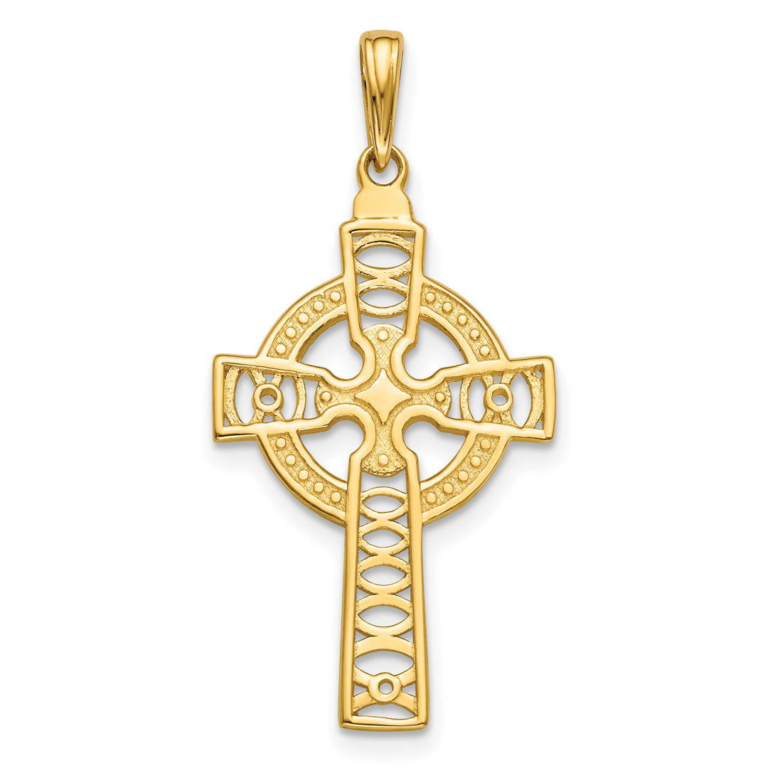 14K Celtic Cross with Eternity Circle Pendant