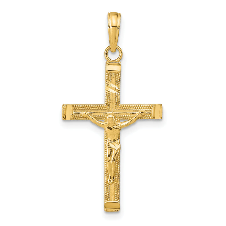 14K Diamond-cut Fancy Tipped Crucifix Pendant
