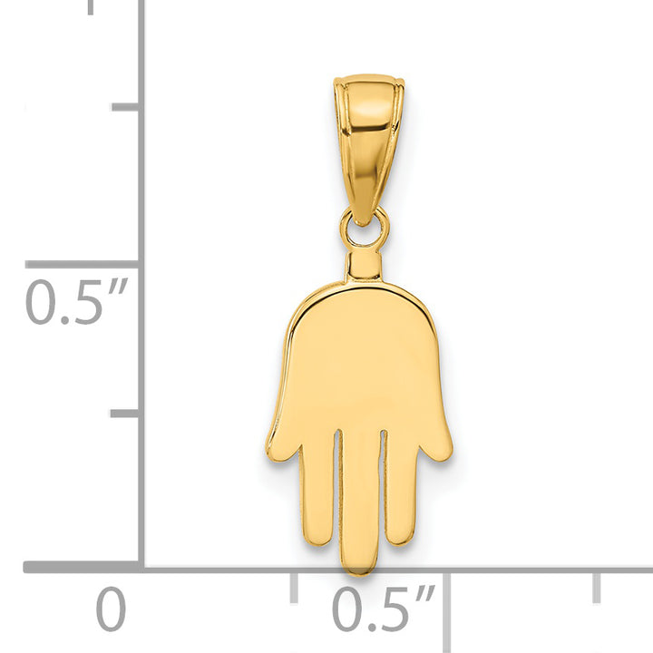 14K Large Solid Hamsa Pendant