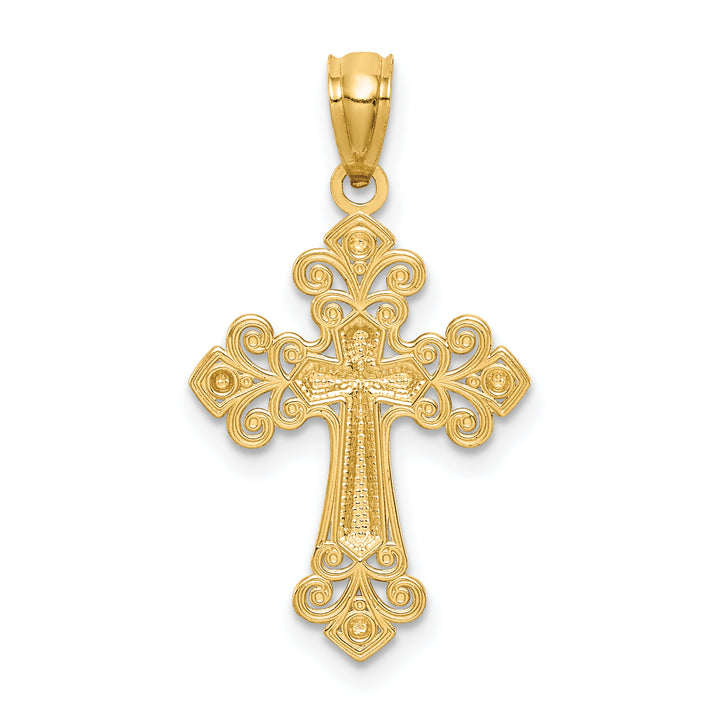 14K w/White Rhodium D/C Cross Pendant
