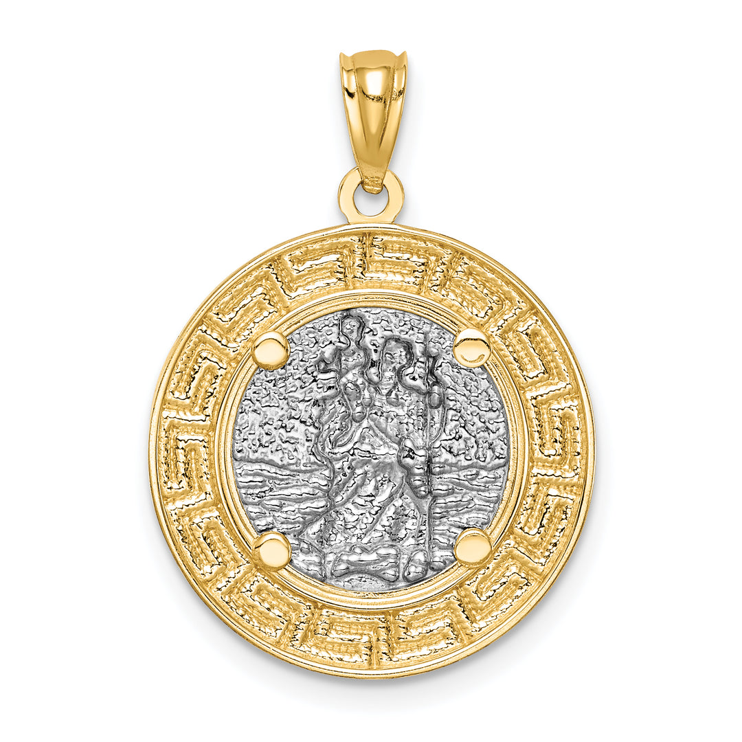 14K w/ Rhodium St. Christopher Medal
