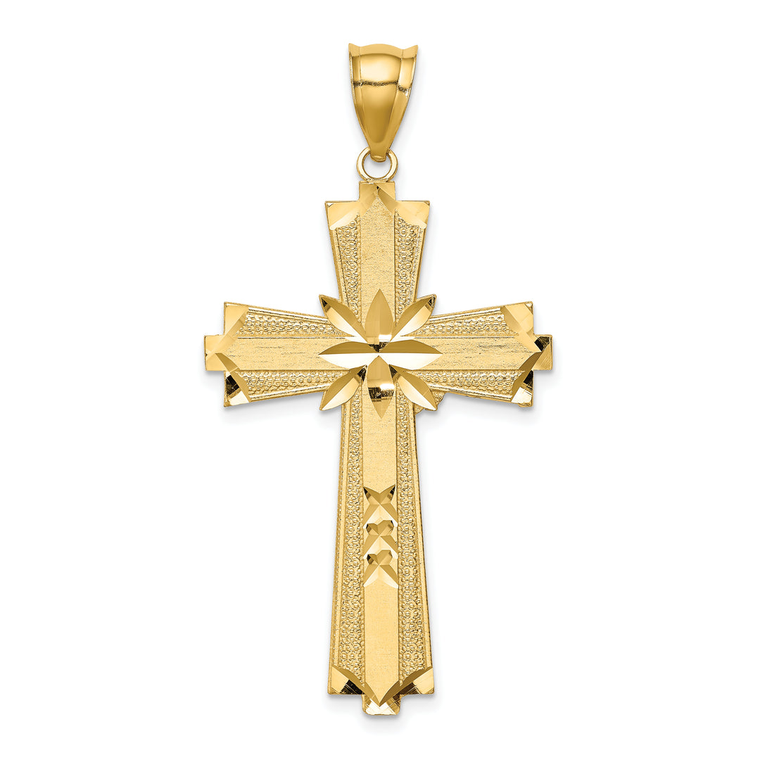 14K Diamond-cut Cross Pendant