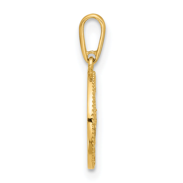 14k Polished CZ Compass Pendant