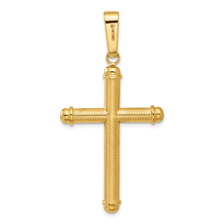 14K Polished and Textured Cross Pendant