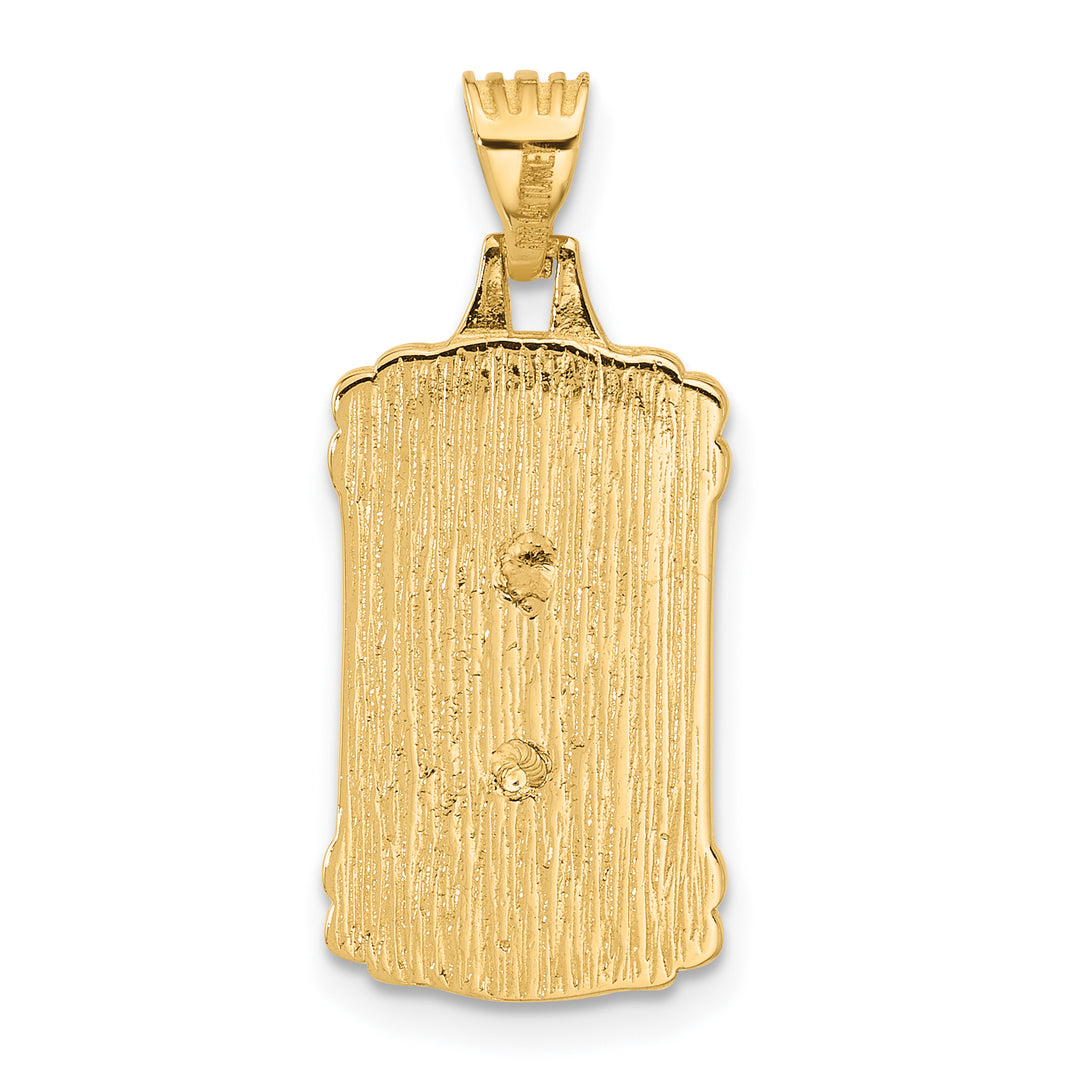 14K Polished and Textured Dog Tag Cross Pendant