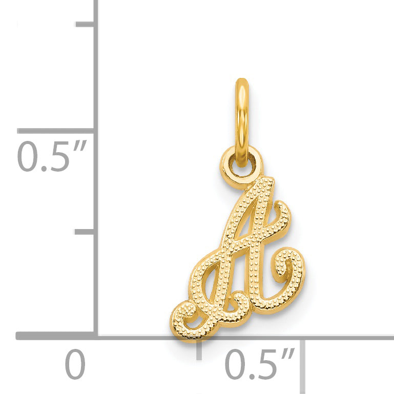 14KY Script Letter A Initial Charm