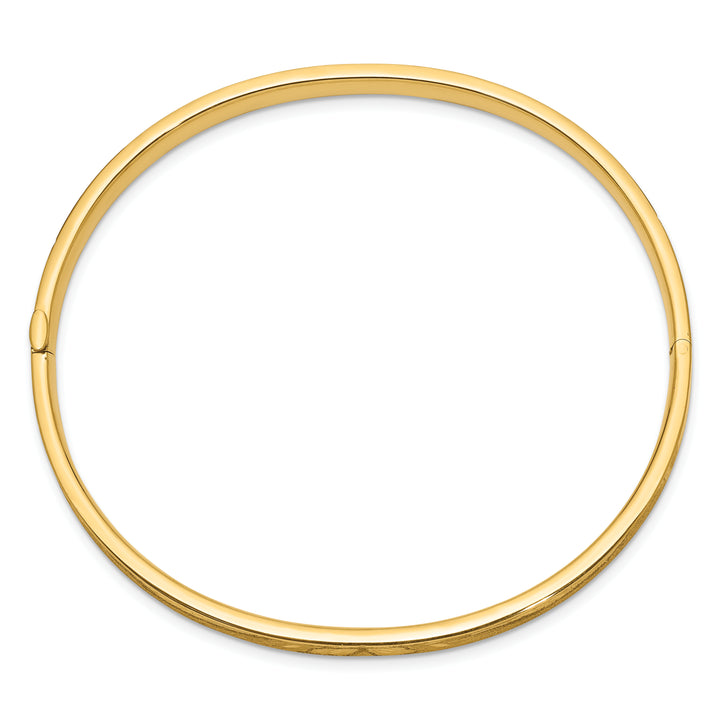 14k 3/16 Diamond-cut Concave Hinged Bangle Bracelet
