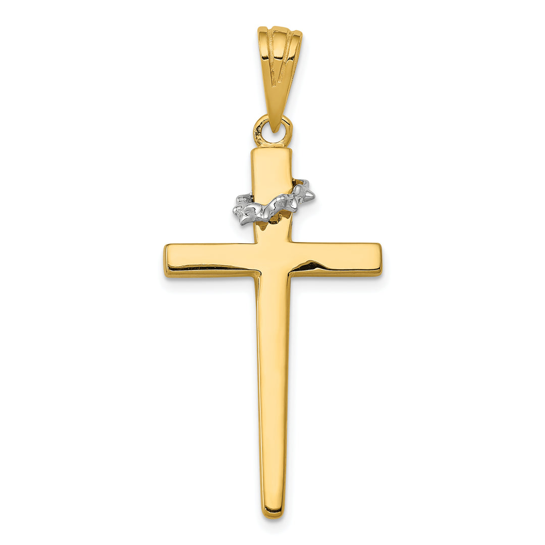 14K Two-Tone Cross w/Crown of Thorns Pendant
