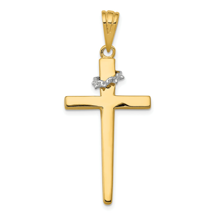 14K Two-Tone Cross w/Crown of Thorns Pendant