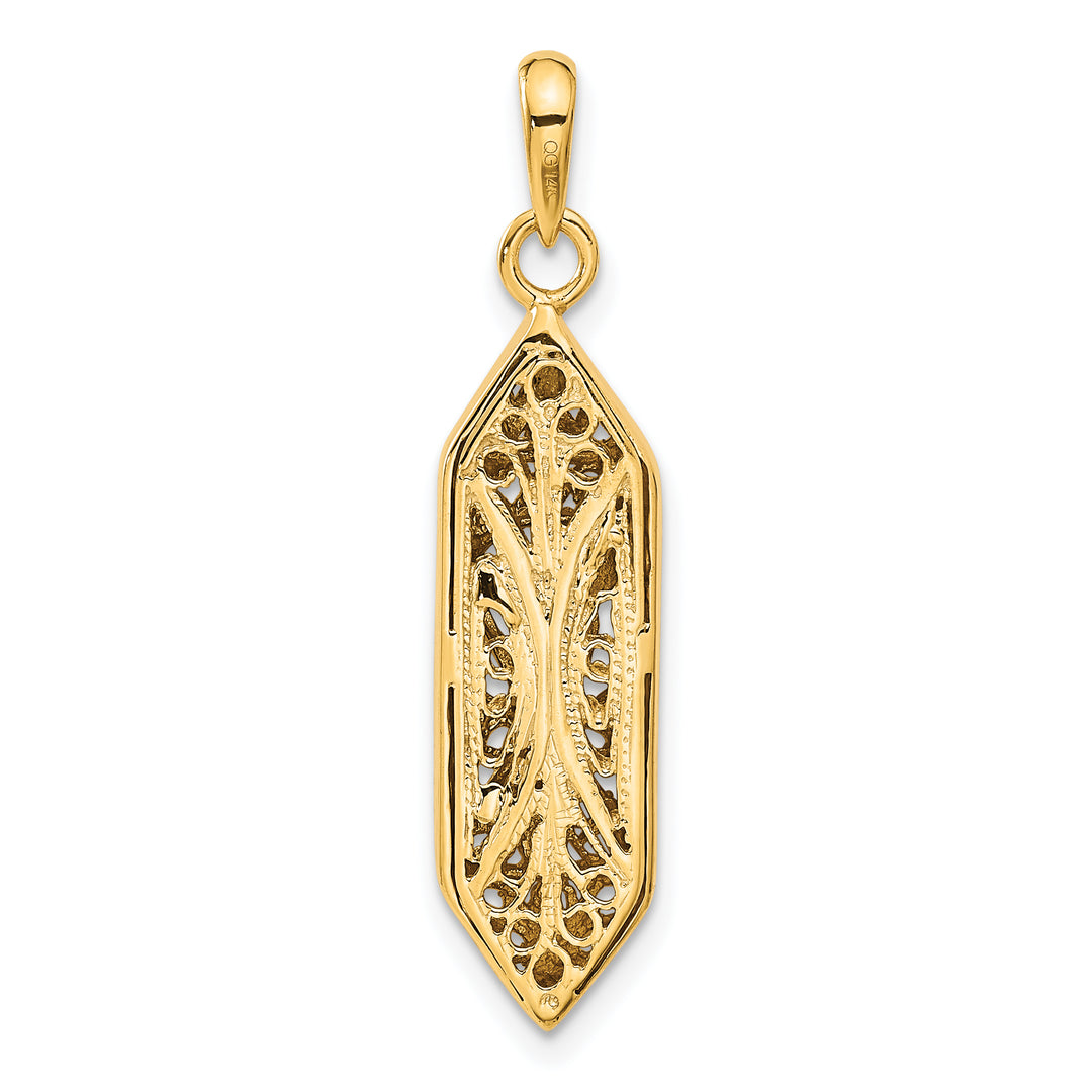 14K w/ White Rhodium Mezuzah W/Shin Charm