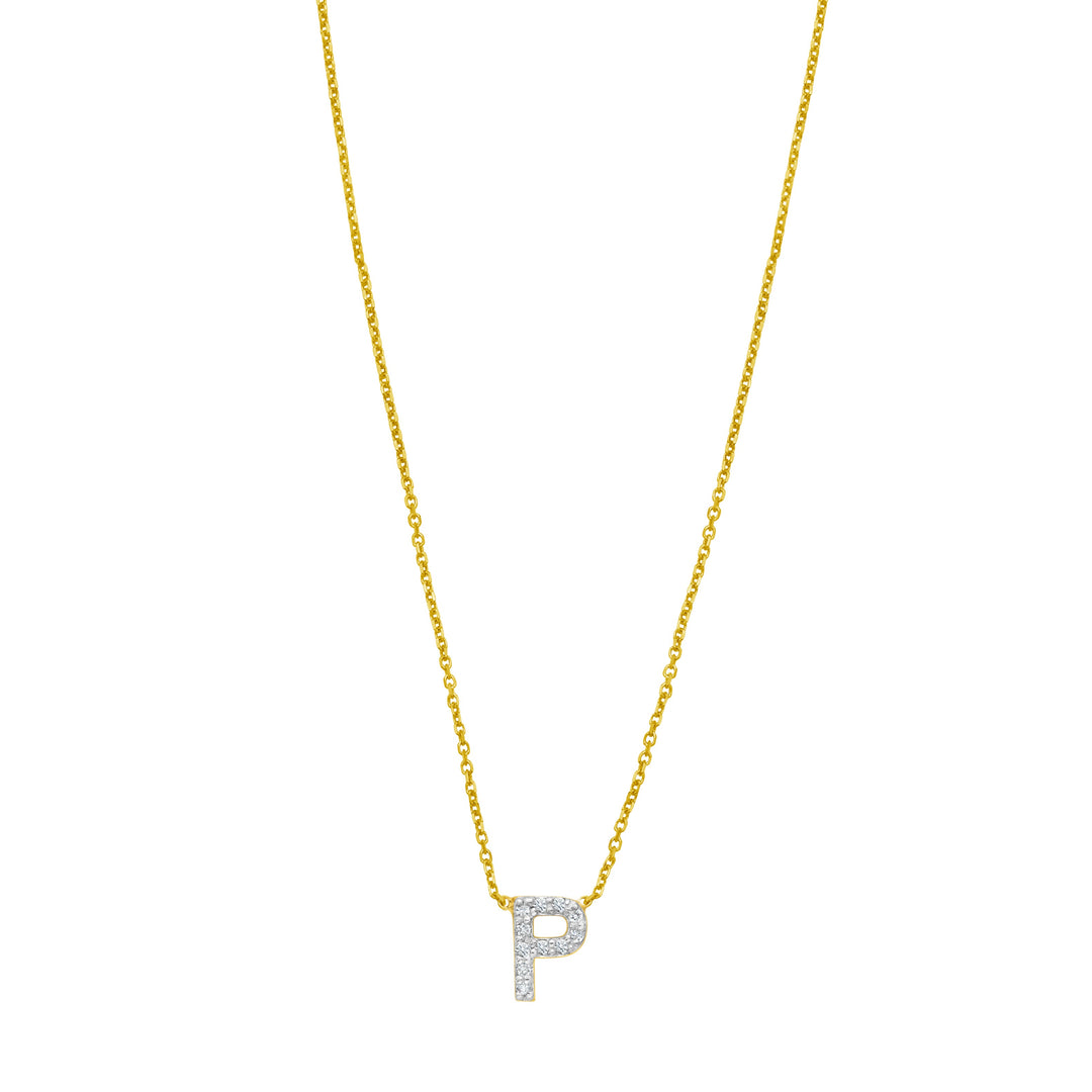 14K Mini Diamond P Initial