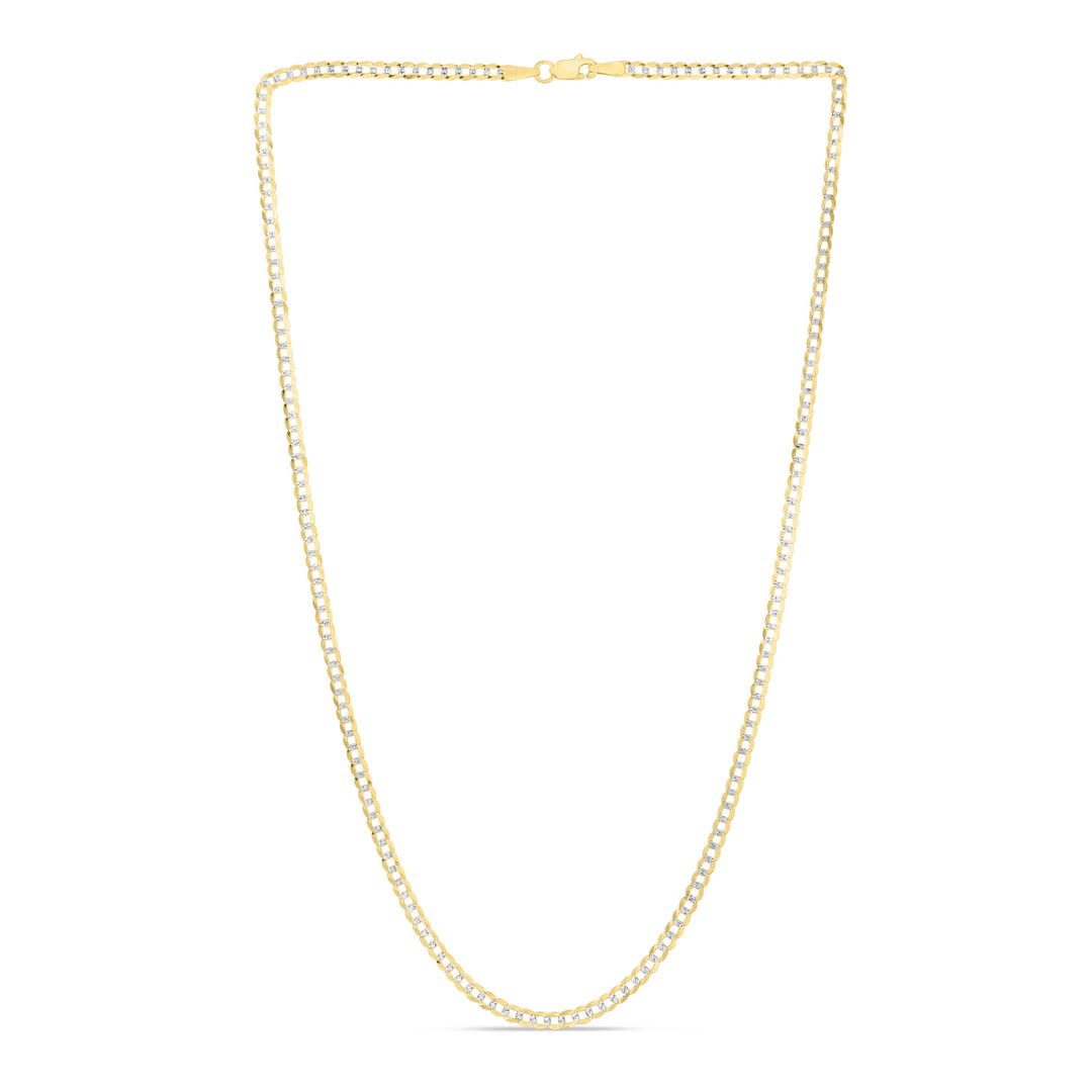 14K Gold 2.6mm White Pave Curb Chain