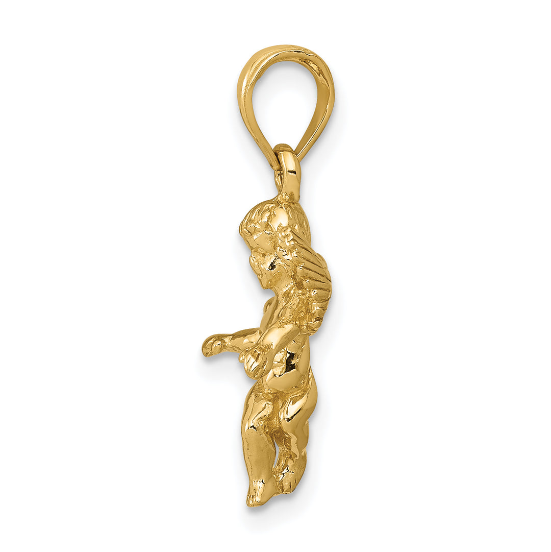 14k  3D Polished Solid Angel Pendant