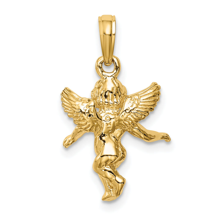 14k  3D Polished Solid Angel Pendant