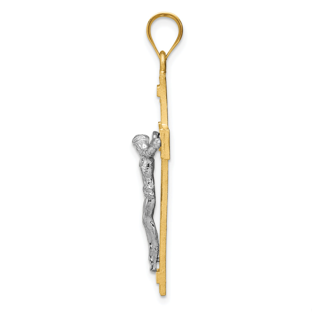 14k Two-tone INRI Crucifix Pendant