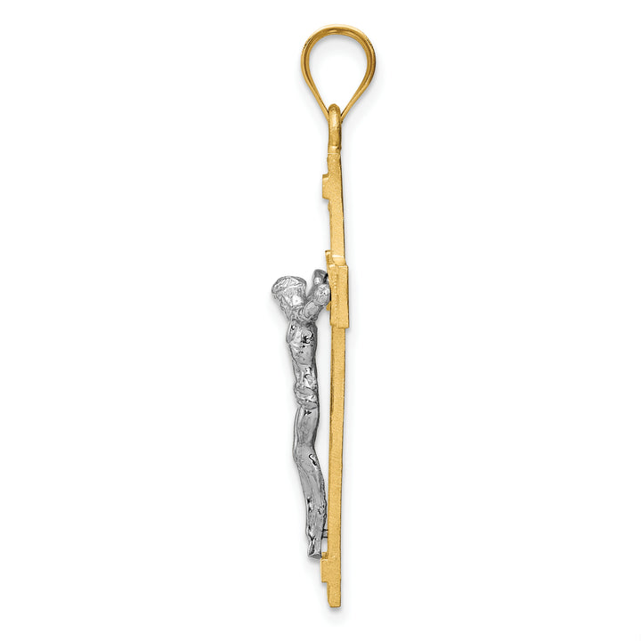 14k Two-tone INRI Crucifix Pendant