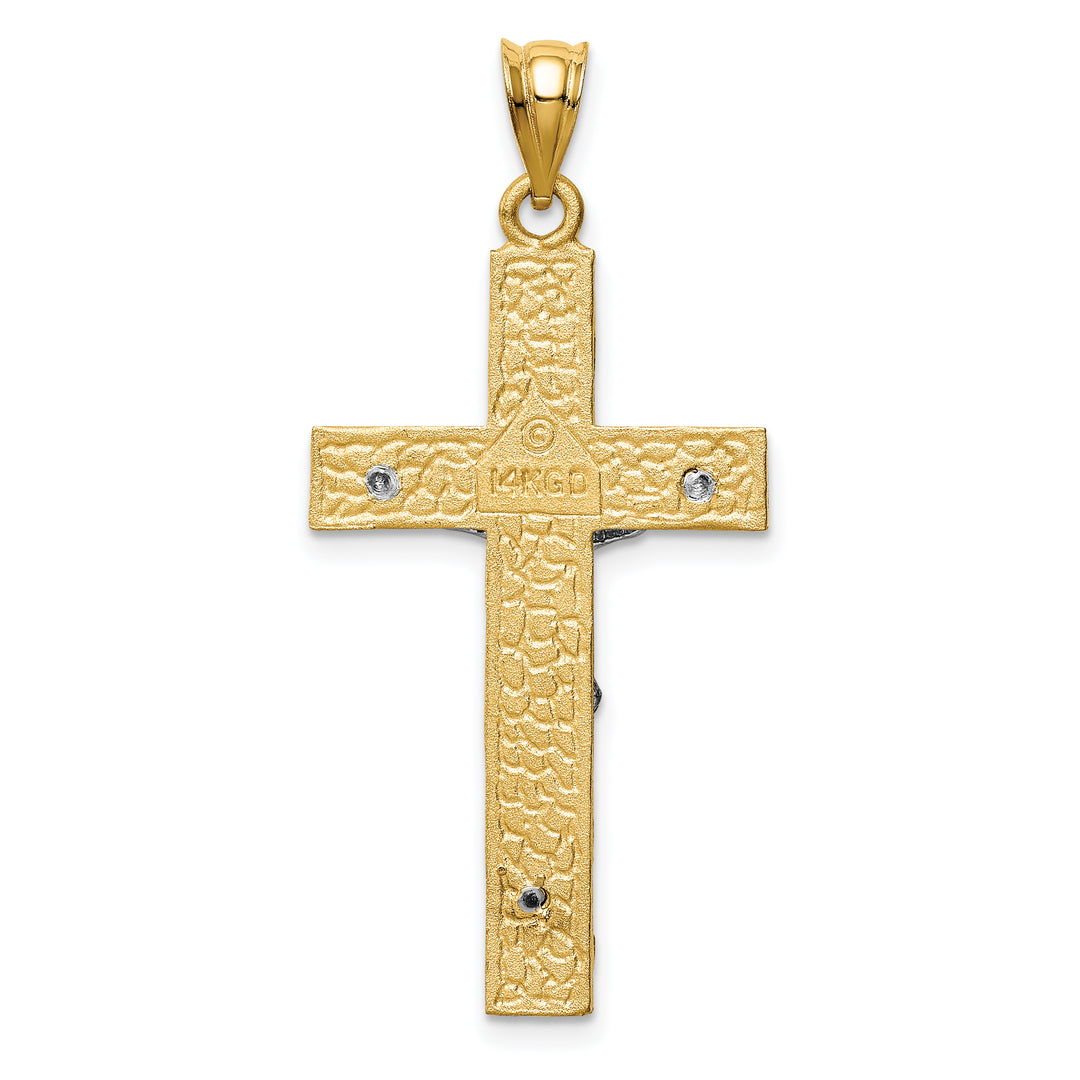 14k Two-tone INRI Crucifix Pendant