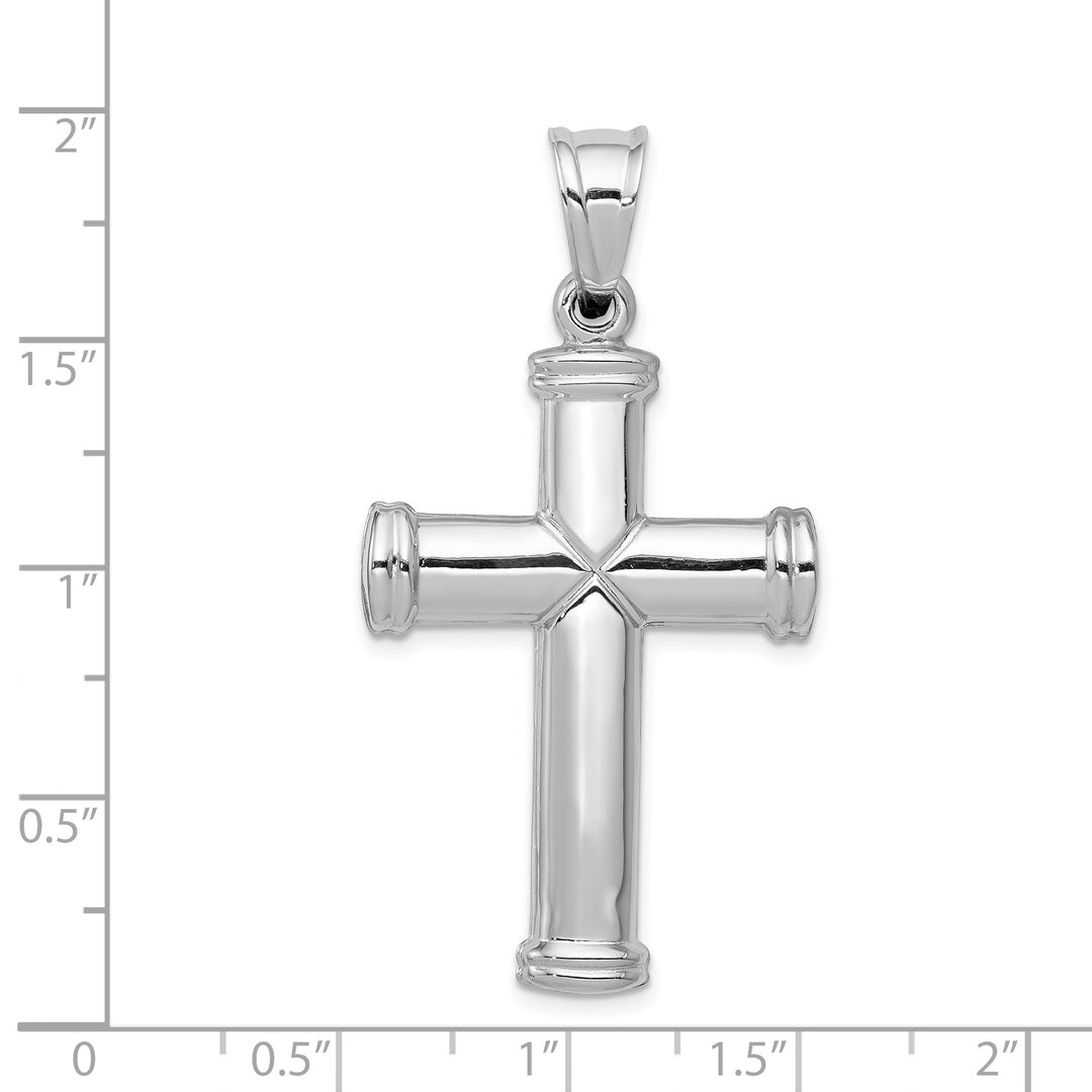 14k White Gold Hollow Cross Pendant