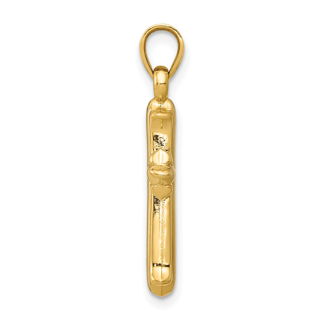 14k w/Rhodium Reversible Hollow Cross Pendant