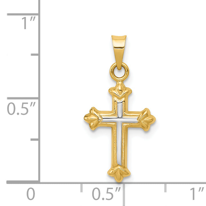 14k w/Rhodium Hollow Cross Charm