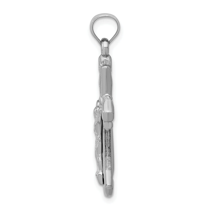 14K White Gold Reversible Crucifix Pendant