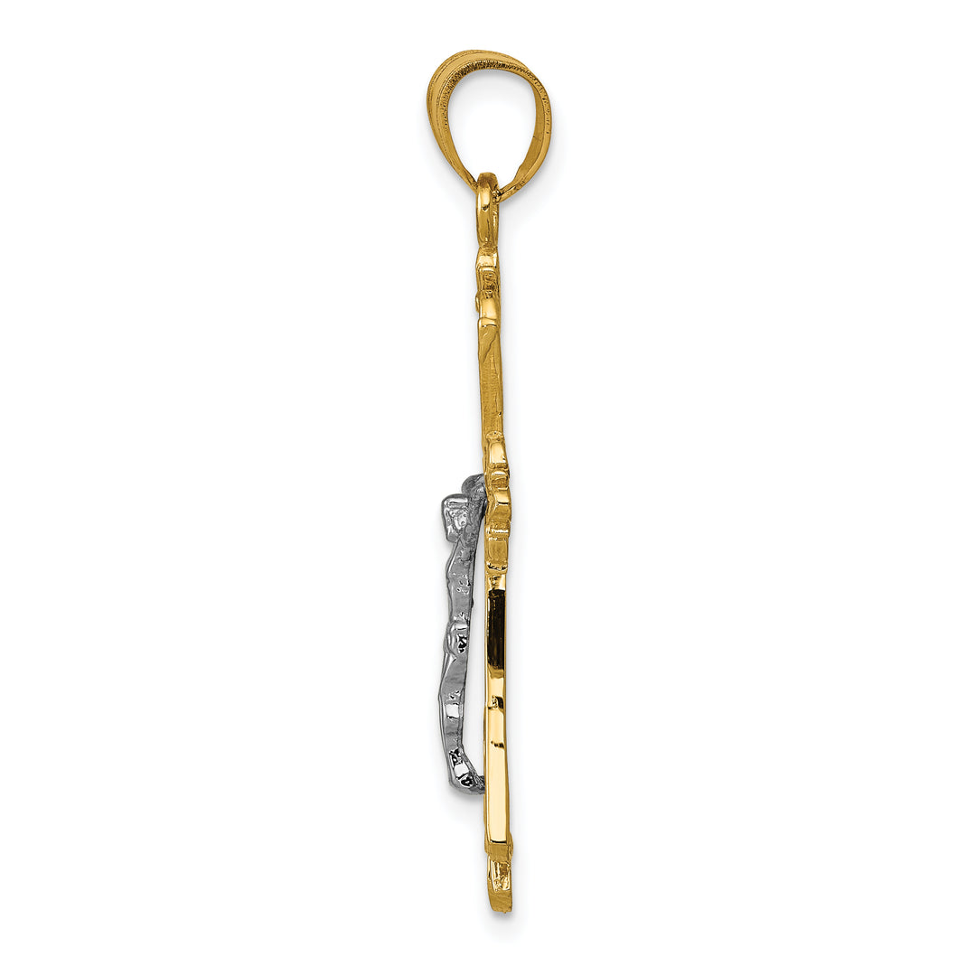14K Two-tone Crucifix Pendant