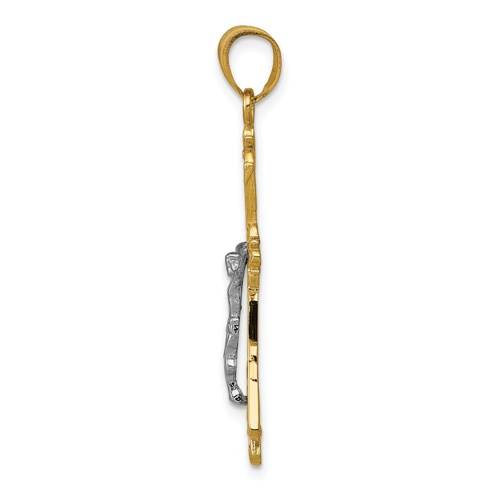 14K Two-tone Crucifix Pendant
