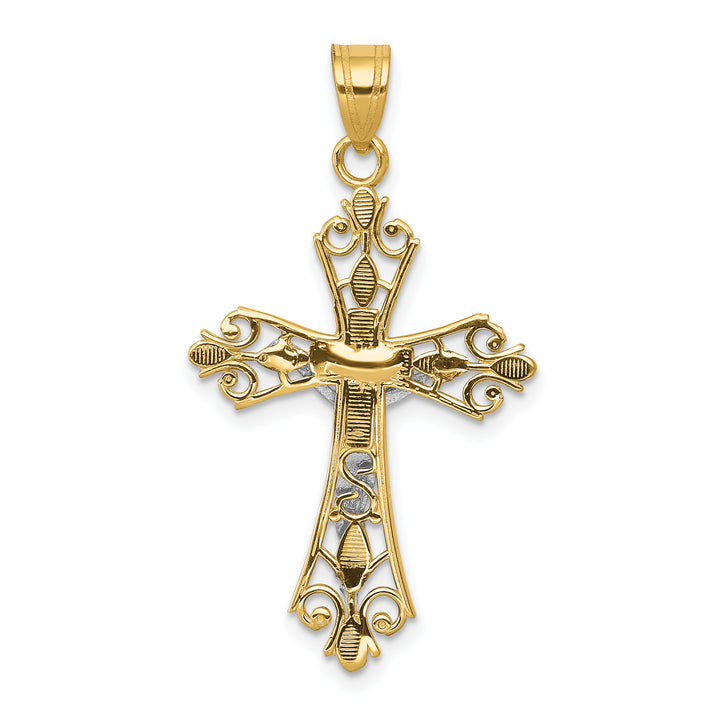 14K Two-tone Crucifix Pendant