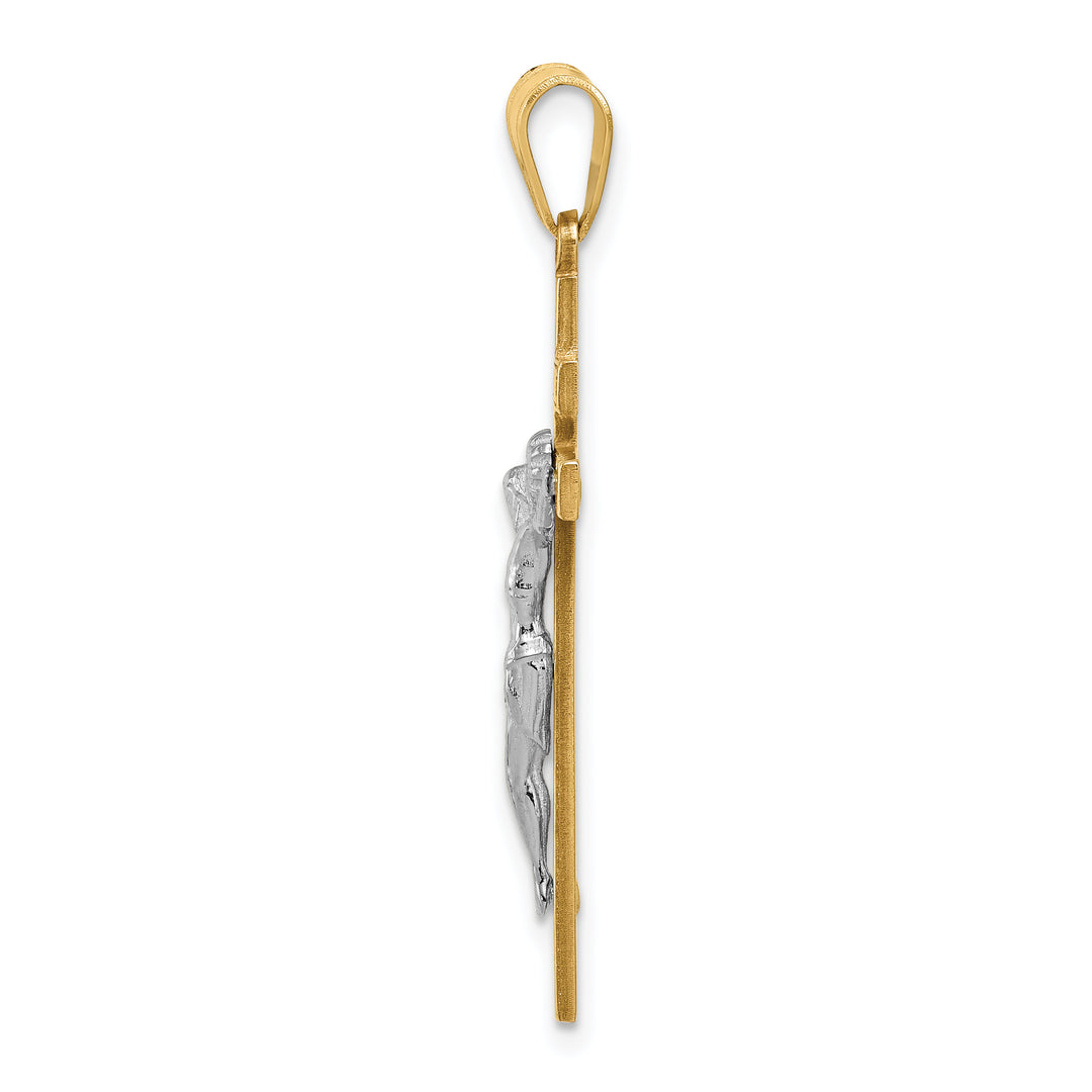14K Two-tone INRI Crucifix Pendant