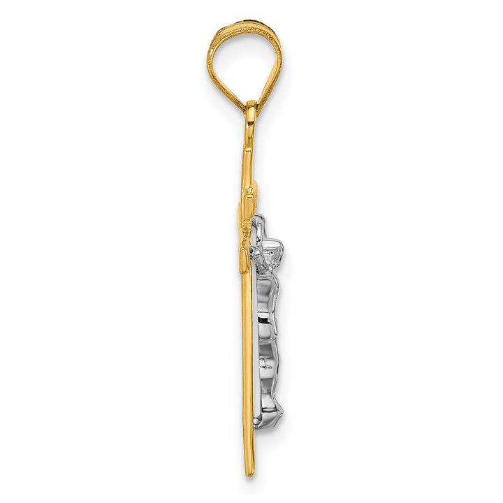 14K Two-tone INRI Crucifix Pendant