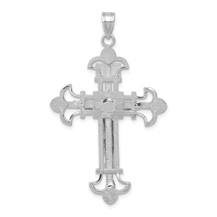 14K White Gold Inri Crucifix Pendant