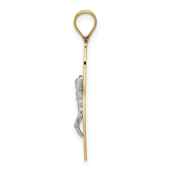 14K Two-tone Crucifix Pendant