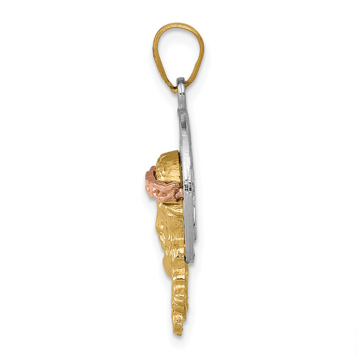 14K Tri-color Diamond-cut Christ Charm