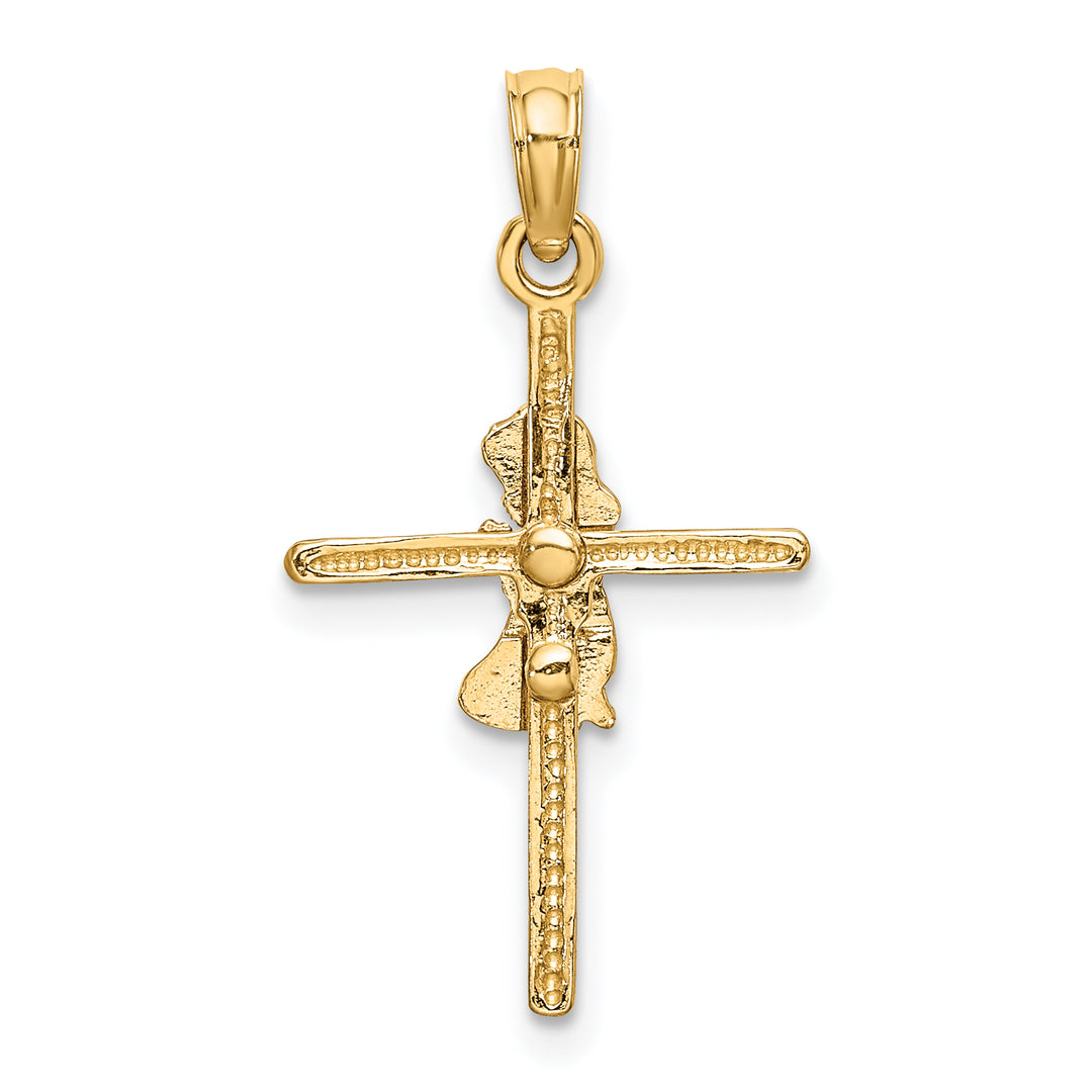 14k Praying Girl Cross Charm