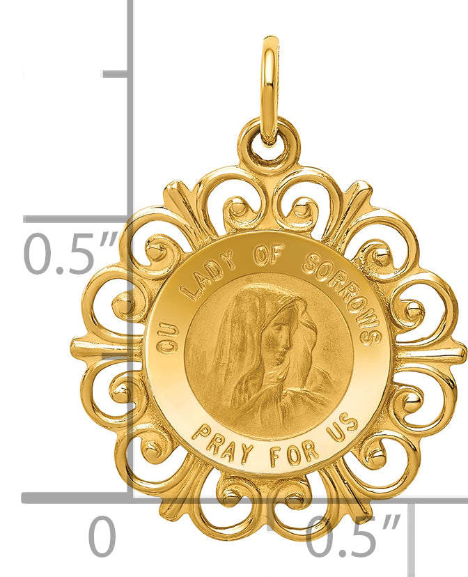 14k Our Lady of Sorrows Medal Pendant