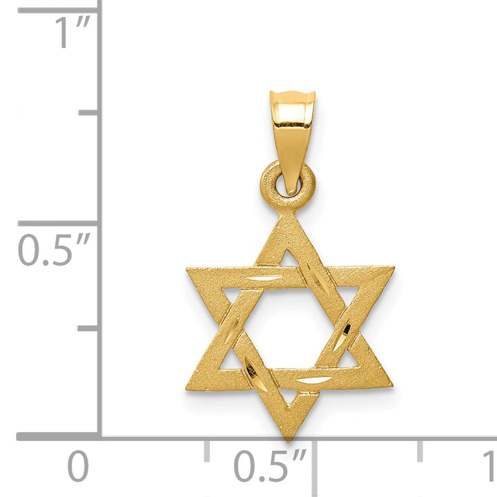 14k Solid Satin Star of David Charm
