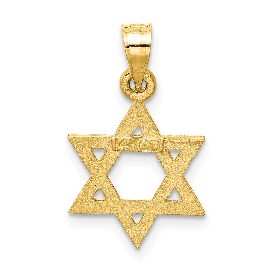14k Solid Satin Star of David Charm