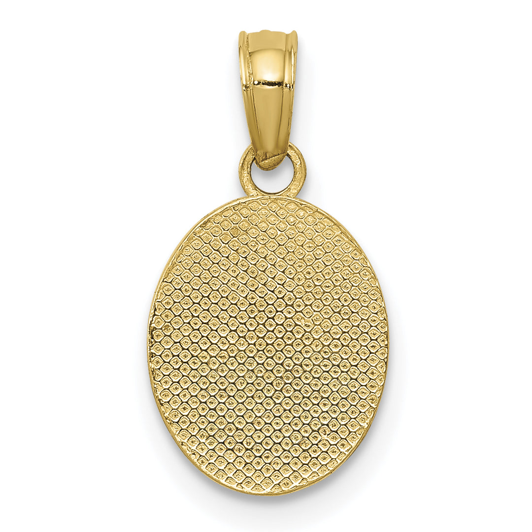 14k Polished Small Fleur De Lis in Oval Pendant