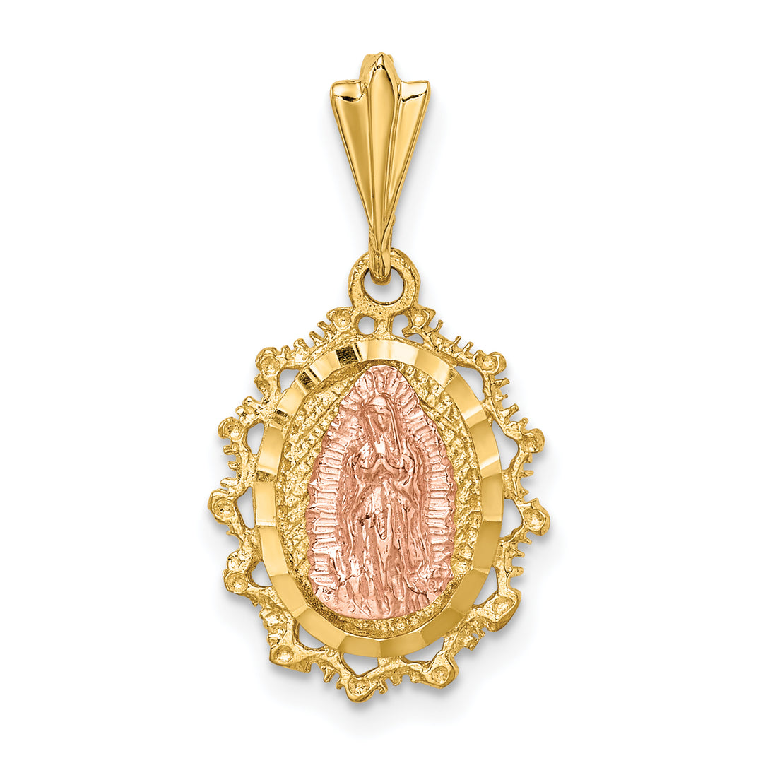 14K Two-tone Polished St. Mary Medal Pendant