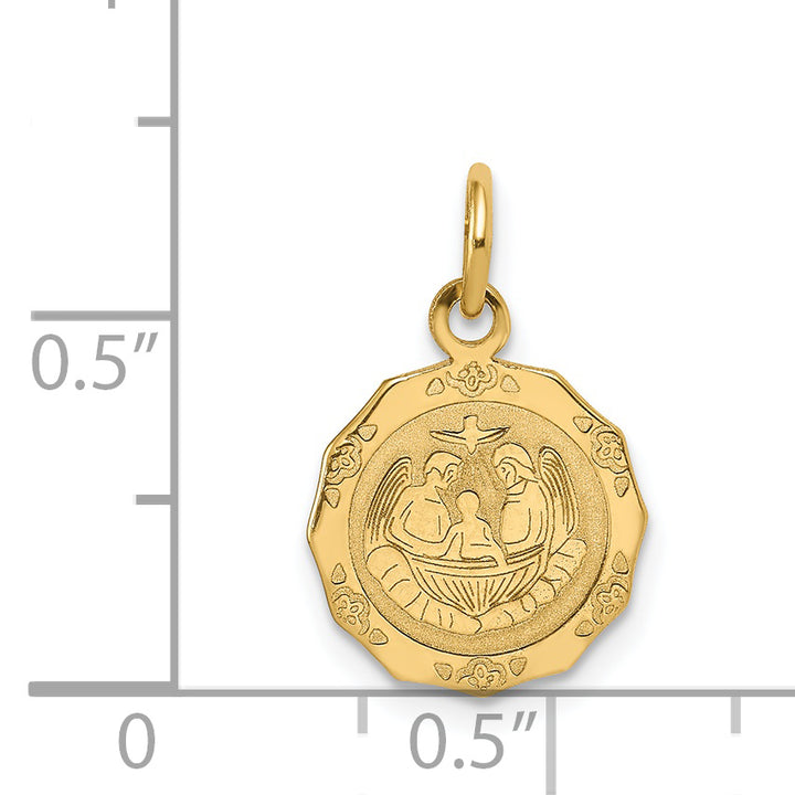 14k Baptism Spanish Recuerdo Del Bautismo on Back Charm
