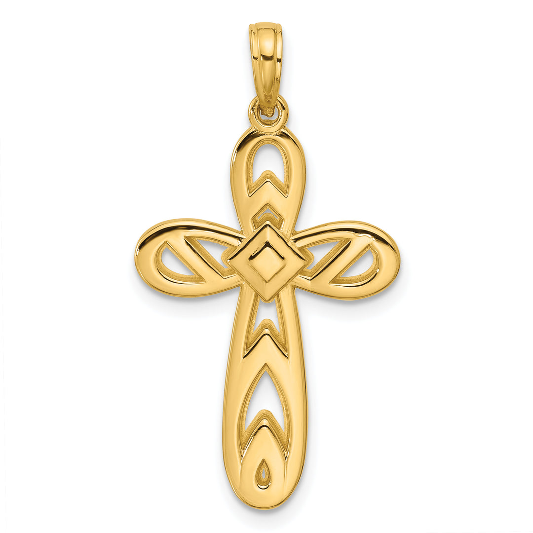 14K Polished Rounded Cross Pendant