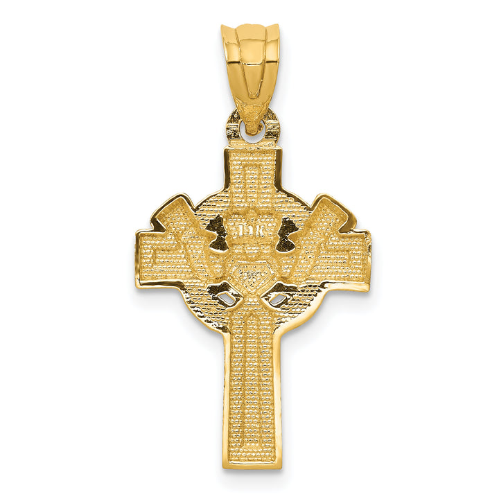 14ky and Rhodium Accent Claddagh Cross Pendant