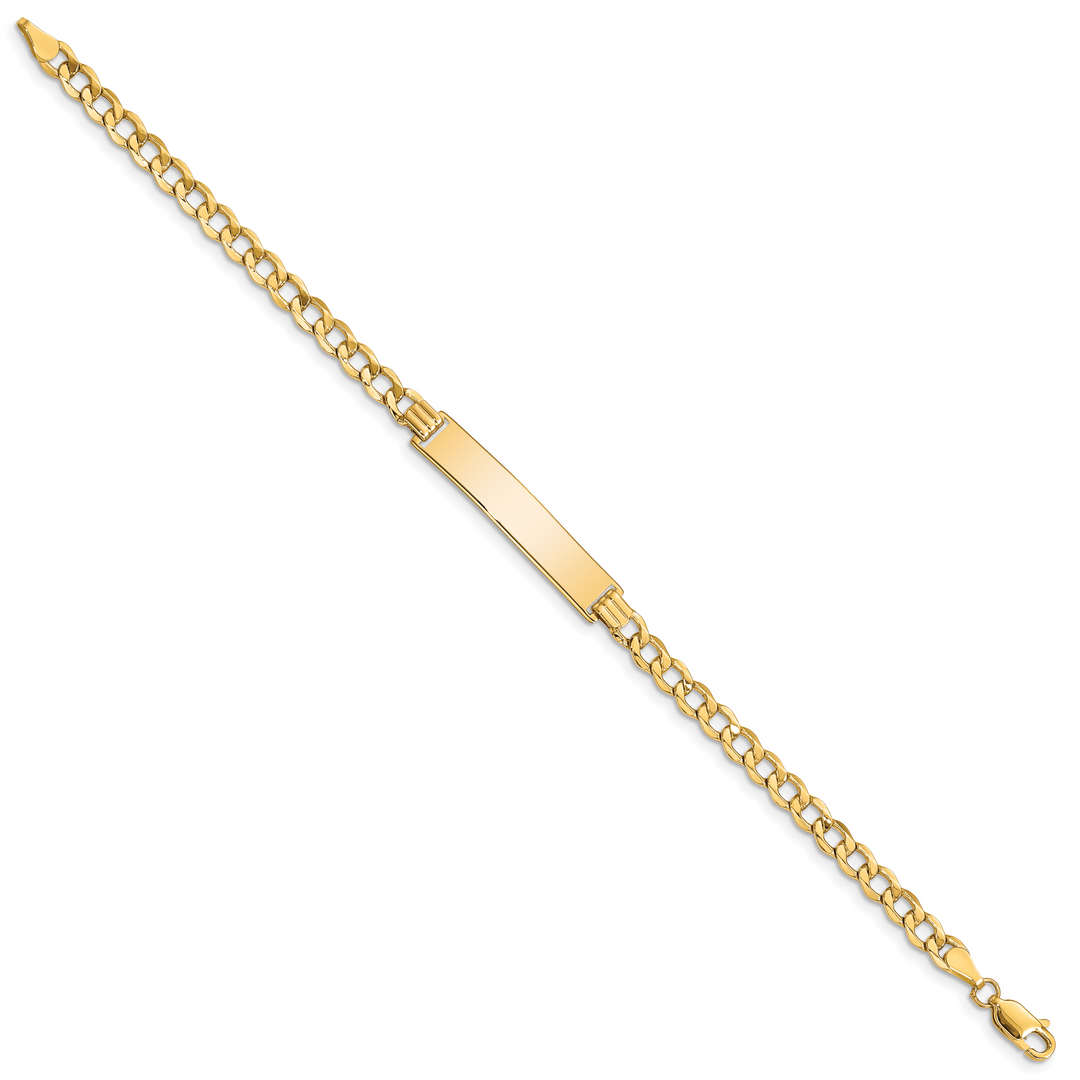 14k Semi-solid Curb Link 6.75in Id Bracelet