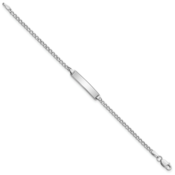 14k WG Polished Semi-Solid Cuban ID Bracelet