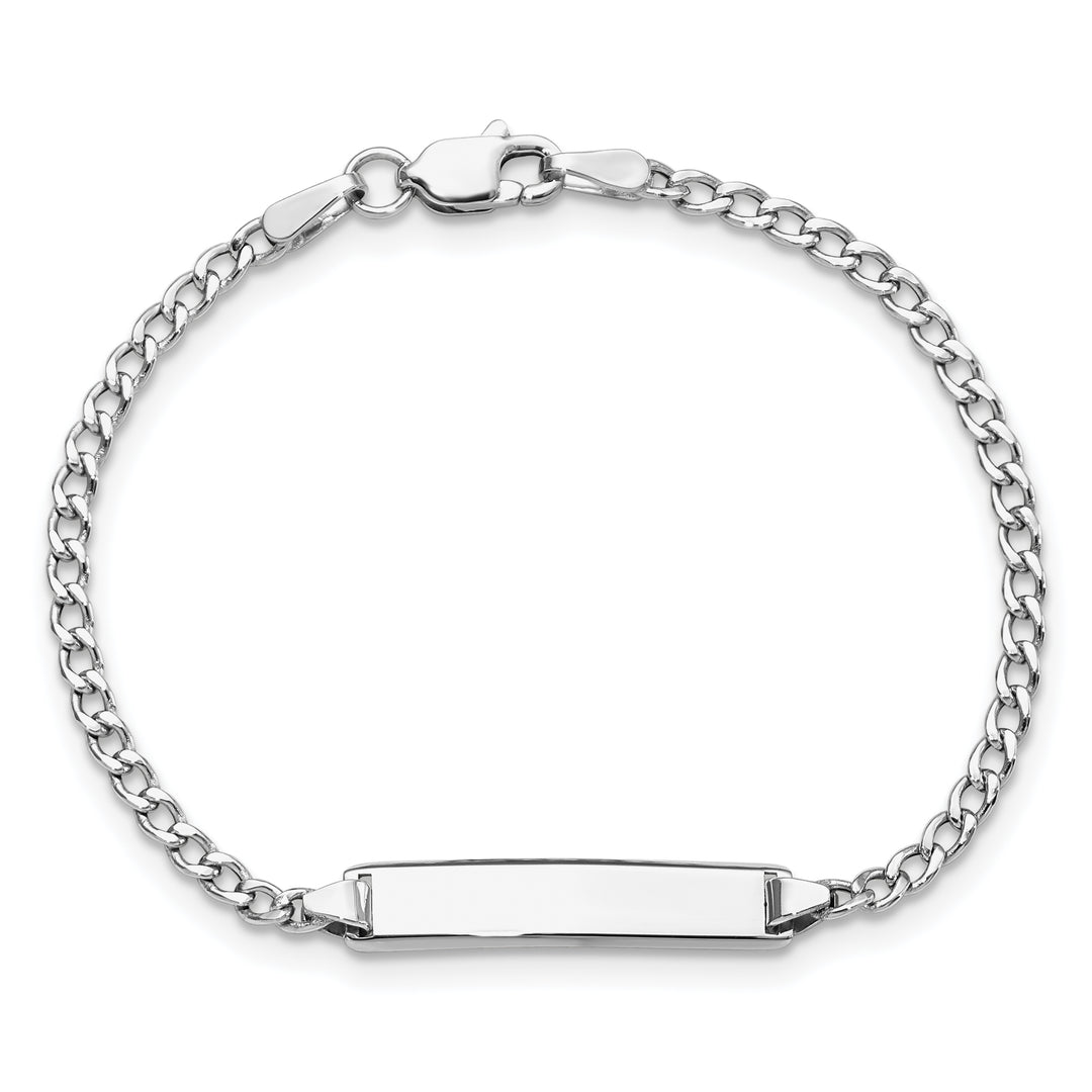 14k WG Polished Semi-Solid Cuban ID Bracelet