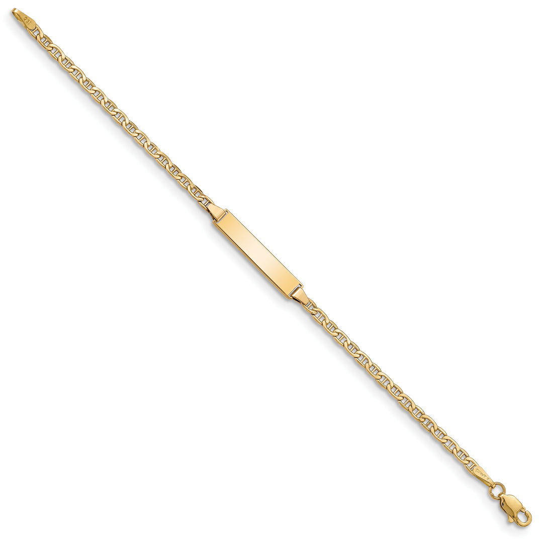 14k Semi-Solid Polished Anchor  ID Bracelet