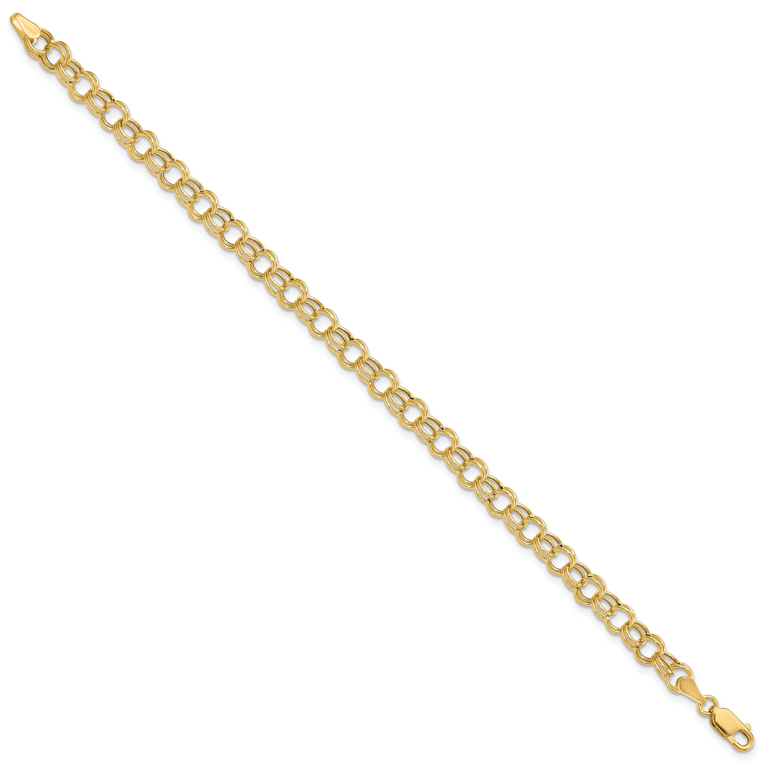 14k Hollow Double Link Charm Bracelet