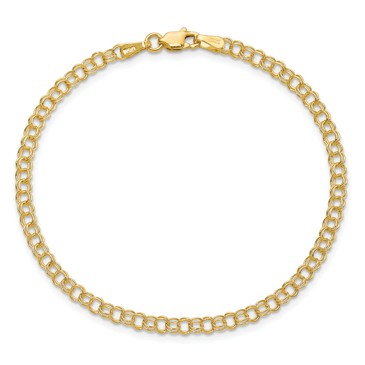 14k 3.5mm Solid Double Link Charm Bracelet