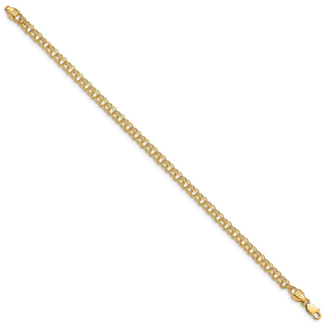 14k 7in 3.75mm Solid Double Link Charm Bracelet